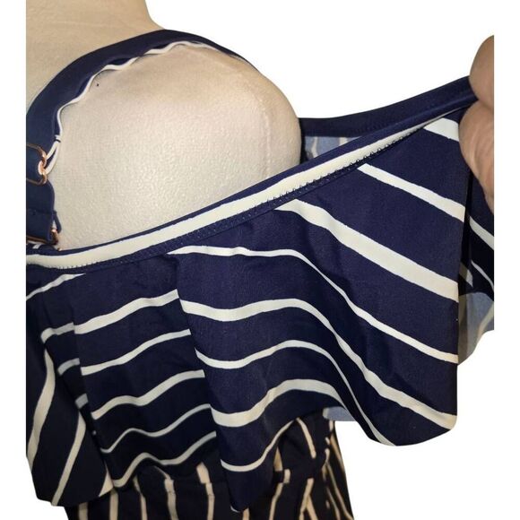Raisins Curve Women's PLUS Size 18W Navy/White Stripe One Piece Bathing Suit - Picture 6 of 8